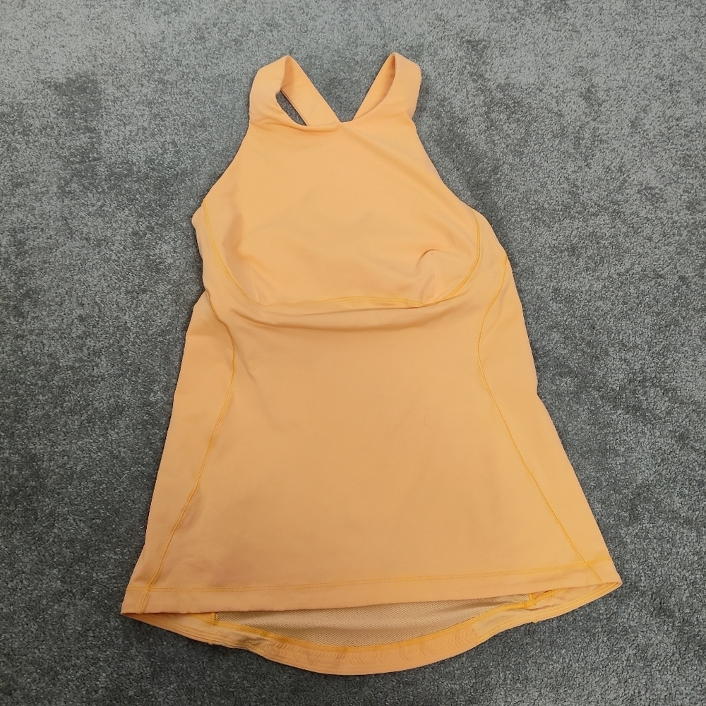 Lululemon Women's Athletic Orange Sleeveless Fitted Tank Top Size 6 Activewear